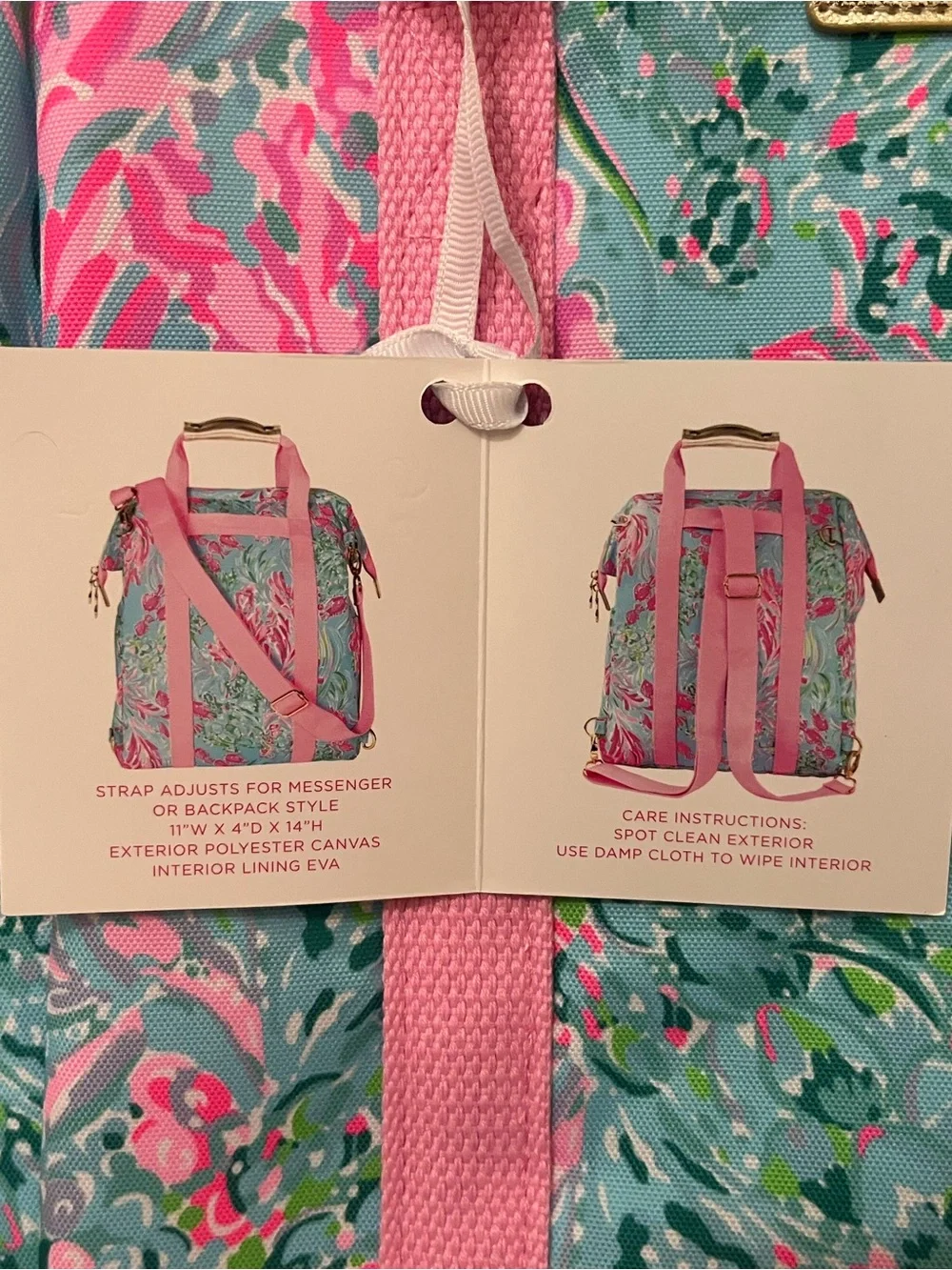 Lilly Pulitzer Aqua & Pink Floral Convertible Backpack Tote